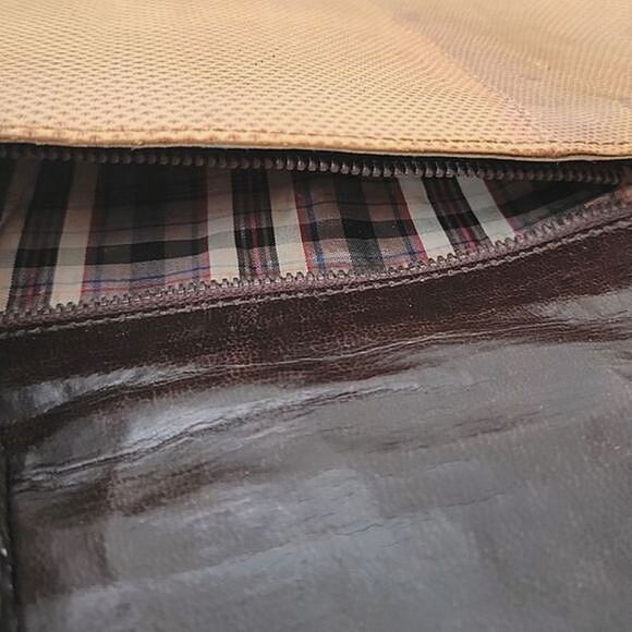 Vtg yellow tan reptile leather envelope crossbody purse - Picture 6 of 16